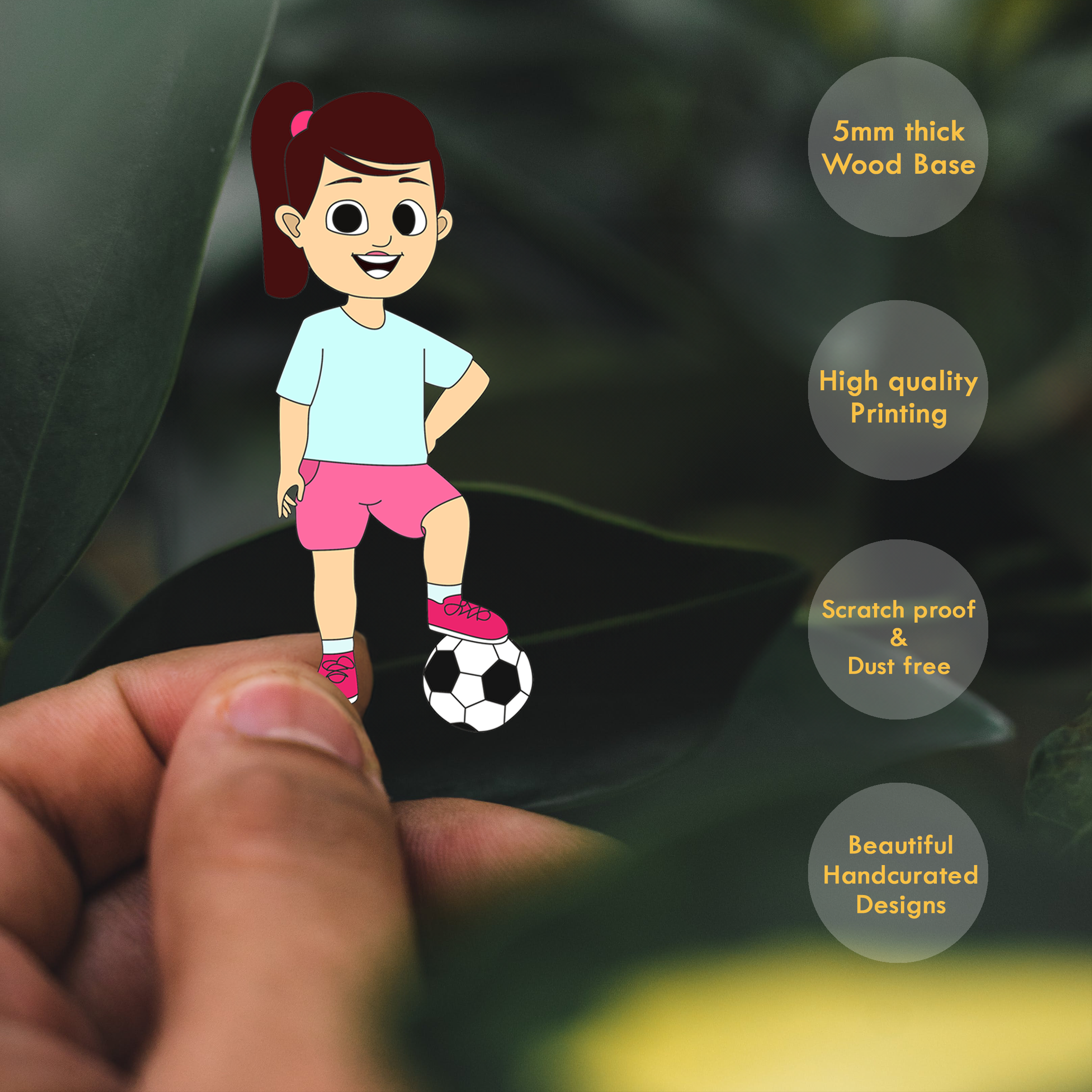 Wooden Fridge Magnet - Football Girl